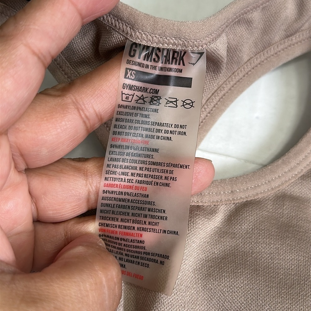 Gymshark Energy Seamless Crop Vest‎ XSmall Ribbed Taupe Padded Sports Bra Top - Picture 3 of 7